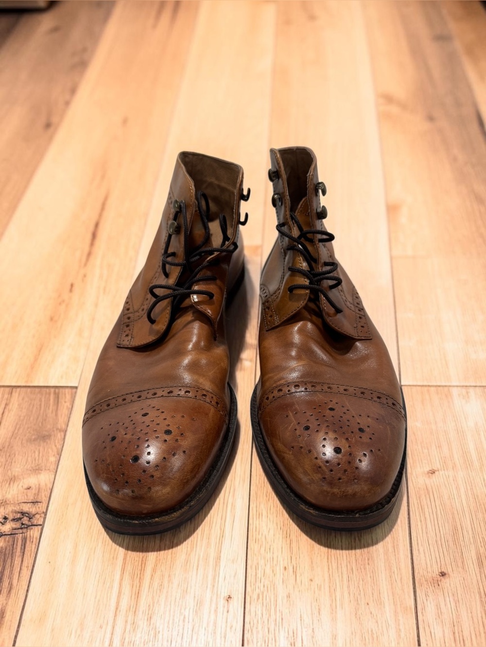 Johnston & Murphy Tyndall Cap Toe Dress Boots Men’s 9M Brown Full‑Grain Leather
